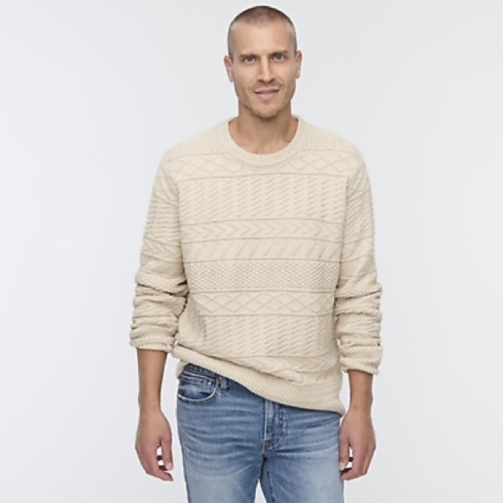 J Crew Cotton Sweater in Combination Guernsey Stitch